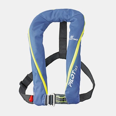 Chaleco salvavidas inflable Plastimo Pilot 165N Harness, automático, azul, con anillo para línea de seguridad, Talla Única (40+ kg) + cartucho de CO2 