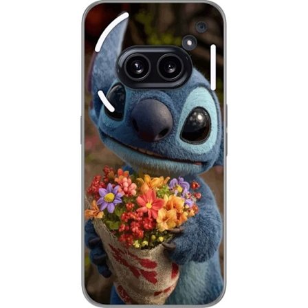 Kompatibelt Mobildeksel til Nothing Nothing Phone (2a) Søt blå figur med store øyne som holder en fargerik bukett i varm og søt stil