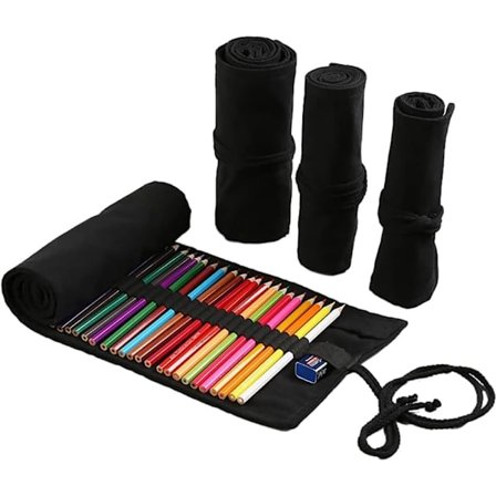 Slots Pennal Pennruller, Kunstner Fargede Blyanter Rulleveske Korte Pensler Veske Blyanter Organizer for Tegning Fargelegging_MGF