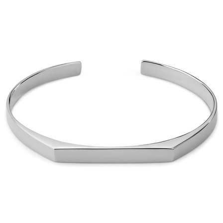 Brățară manșetă reglabilă de 5 mm din argint sterling placat cu rodiu cu finisaj lustruit pentru bărbați - Brățări fixe