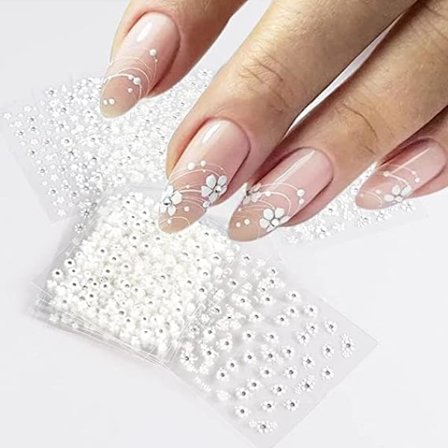Nagelkonst med vita blommor 3D självhäftande nagelklistermärken Vita nageldesigner Nageldekaler Nageldesigner Nail art 30 ark