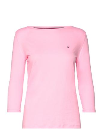 Slim Boat-Nk Top 3/4 Slv T-shirts & Tops Long-sleeved Rosa Tommy Hilfiger