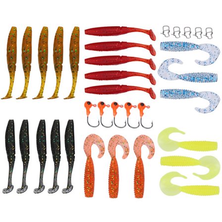 34 Dele Fiskedrag Enkelt Hale Blød Insekt PVC Lokkemad Kostume Falsk Fiskesæt