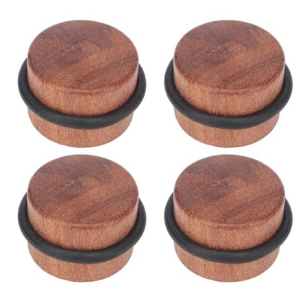 4 stk. Sylindrisk Dørstopper Forhindrer Støt Lydløs Punchfri Massivt Tregulv Dørstopper med Svart Gummiring