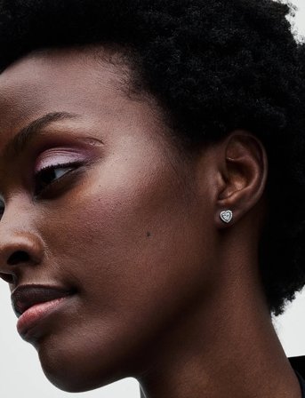 Pandora Heart Sterling Silver Stud Earrings With Clear Cubic Zirconia - Silver - ONE SIZE