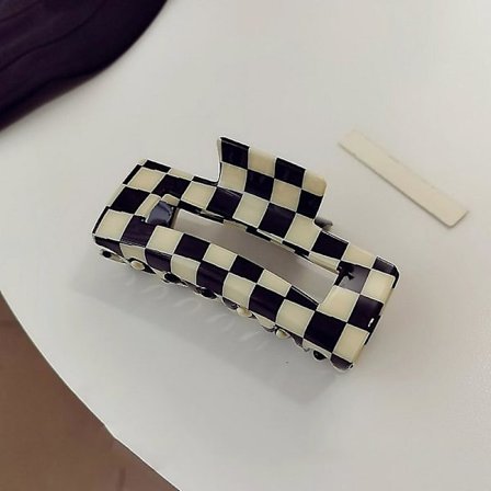 Hårklemme Klemmer Checker Hårklemmer Banan Spænder Akryl Sort Hvid Vintage Kæbeklemmer Fransk Skildpadde Skal Greb Tænder Klemme Stærkt Hold Hår
