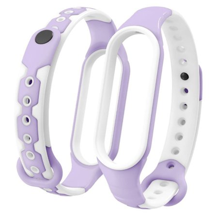 Xiaomi Mi Smart Band 6 bi-color silicone watch strap - White / Purple