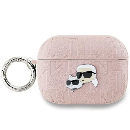 Karl Lagerfeld Monogram Karl & Choupette Head -kotelo AirPods Pro 2:lle - vaaleanpunainen