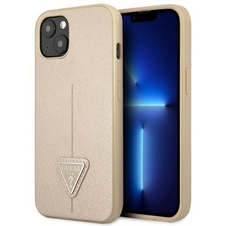 Guess GUHCP14SPSATLE iPhone 14 6,1 "beige / beige hardcase SaffianoTriangle Logo