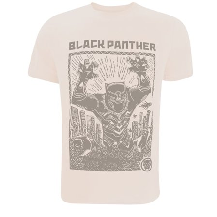 Black Panther Linocut T-shirt XXL Sand - Herr