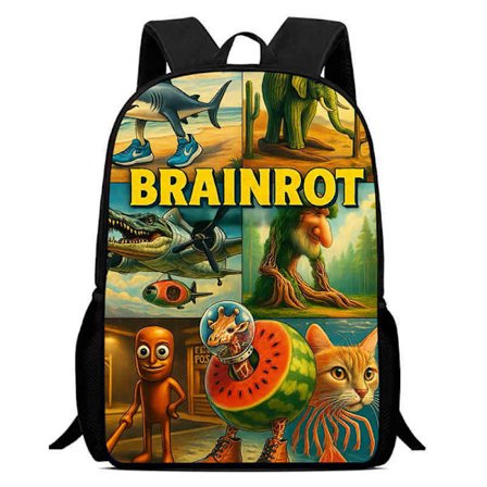 Trykt brainrot studentsekk tegneserie Shanhaijing strekmann sekk lettvekt