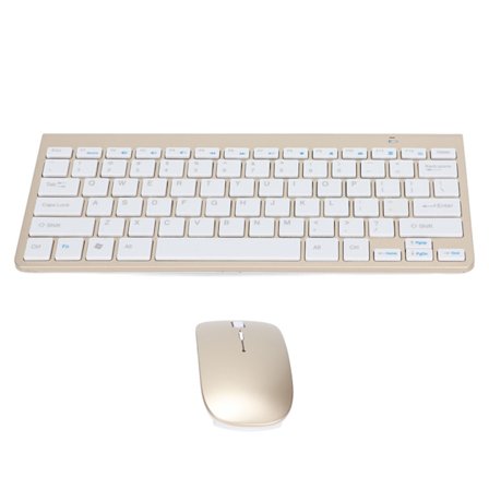 Tangentbords- och muskombination Trådlös 2.4G USB Ultraslim Bärbar Ergonomisk Slitstark Tangentbord och Mus för Bärbar Dator Guld