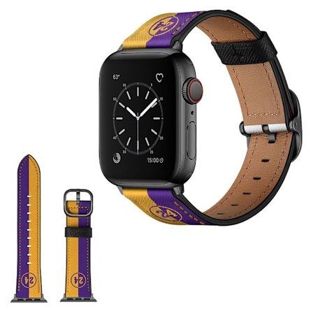 Apple Watch 40mm dual color leather watch strap - #24 Yellow / Purple