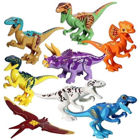 8pcs Building Blocks World Dinosaurs Figures Bricks Assemble Kids Toys