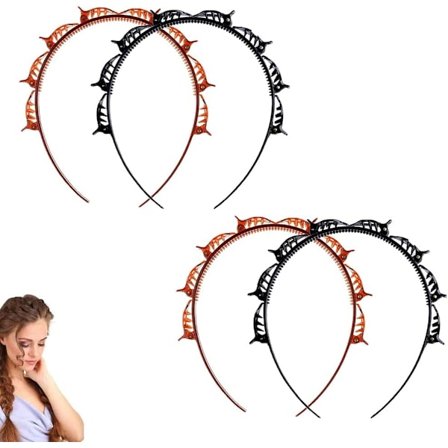 4 stk. hårbånd med clips, dobbelt pandehår frisure hårnål, pandehår