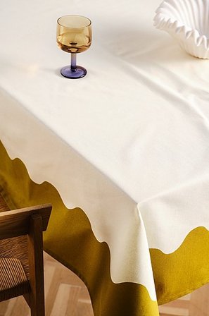 Jotex - Tischdecke Naturweiß/Olivgrün - LOVIS - Kaufe Tischdecken bei Jotex