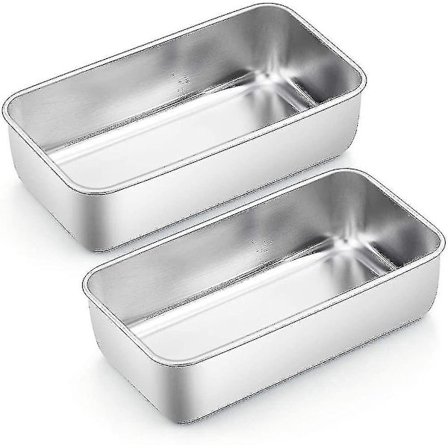 2023-brødform, sett med 2, rustfritt stål brødbakeform, rektangulær kakeform A