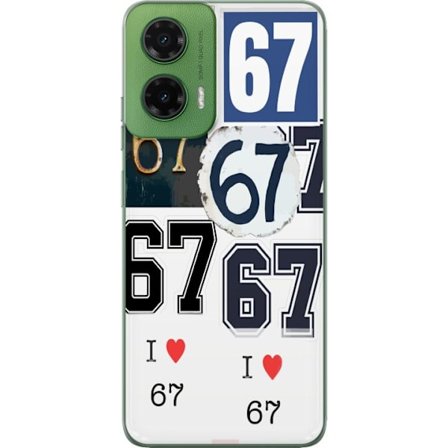 Kompatibelt Mobilskal till Motorola Motorola Moto G35 67 meme vintage nummer kollage retro 6-7 nummer klassisk typografi vintage design