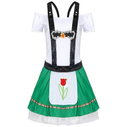 Saksalaisten naisten Oktoberfestin olkaimettomat mekkoasut Cosplay-univormut Lavastusesityspuku Olutpukuasu
