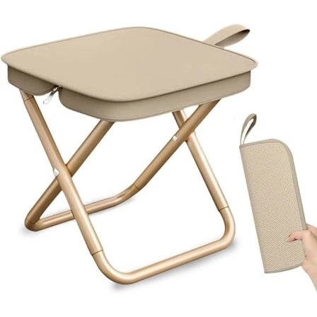 Folding Camping Stool, Mini Lightweight Collapsible Fishing Stool for Garden, Beach, Hiking, Picnic Trip (Khaki)