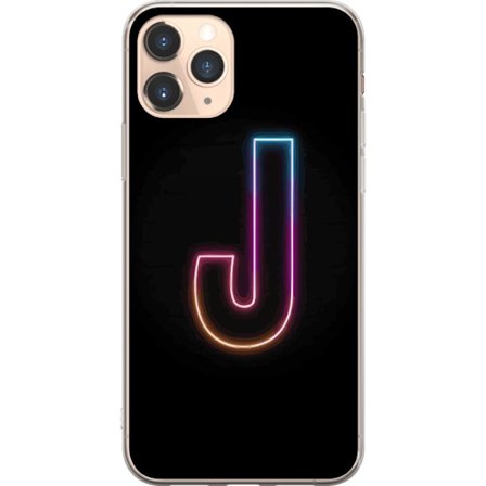 Yhteensopiva Puhelinkuori Apple Apple iPhone 11 Pro Minimaalinen neonkirjain J värien vaihtuessa valossa mustaa taustaa vasten