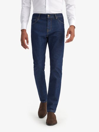 John Henric Men's Dunkelblaue Slim Fit Jeans Size 34