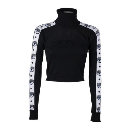Chiara Ferragni Collection, Tape Logo Knitwear Czarny, Kobieta, Rozmiar: M