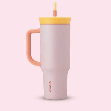 Owala rustfritt stål trippel-lags isolert reise-tumbler med sølebestandig lokk, sugerør og bærehåndtak