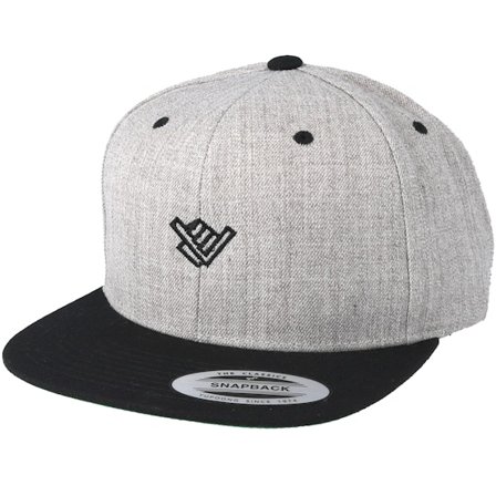 Xaka - Grå snapback Keps - Shaka Hand Small Heather Grey/Black Snapback @ Hatstore