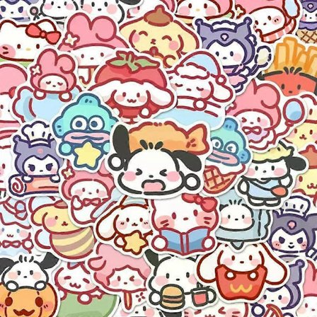 Søde tegneserie Sanrio klistermærker 100 stk. My Melody Kuromi håndtaske klistermærker