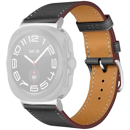 Klockarmband Samsung Galaxy Watch Ultra 47mm armband i äkta koskinn - Svart + Svart