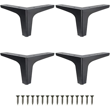 Metallmöbelben 4-pack, mattsvarta sofaben 6 tum, modern stil