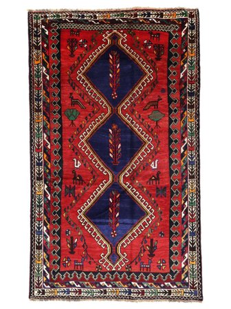 Ghashghai Matta 160X266 Mörkröd/Svart Ull