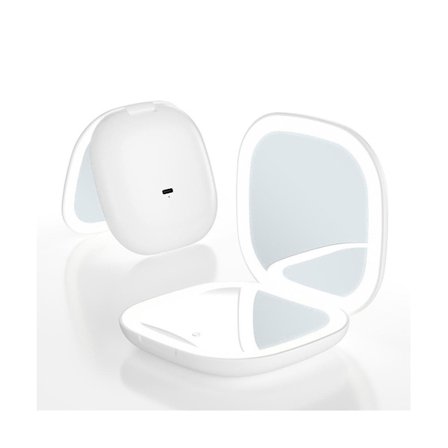 Mini LED Makeup Spejl Med Lys 5x Forstørrende Lomme Dobbeltsidet Rejse Praktisk Kosmetisk Forfængelighedsspejle, Pink