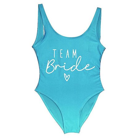 S-3xl Trykk Team Brud Badedrakt i ett stykke Kvinner Badetøy Utdrikningslag Badedrakt Sommer Strandklær Badedrakt innsjøblå