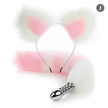 Sexy Fox Metall Haleplugg med Hårhalesett for Par Cosplay