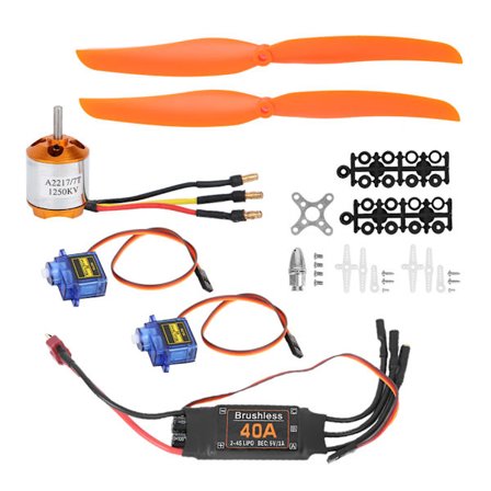 A2217 1250KV Børsteløs Motor 40A ESC SG90 9G Mikro Servo 8060 Propel til RC Fly (1250KV Motor 40A ESC 9G Servo 8060 Propel)