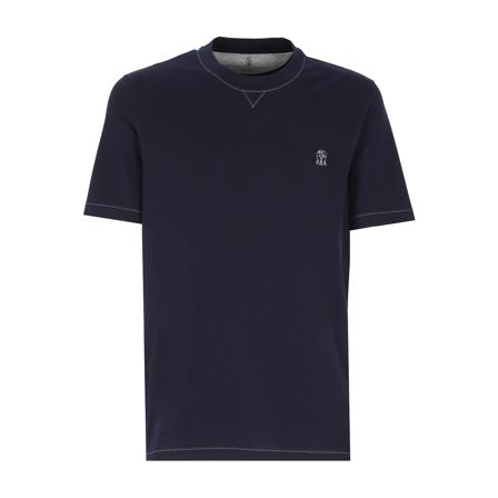 Brunello Cucinelli T-Shirts , Blauw , Heren , Maat: M