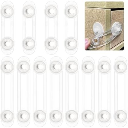 12 Stykker Børnesikkerhed Skabsdørlås Børnesikkerhed Skuffelås Køleskabsdørlås Børnesikkerhed Skuffelås Skabsdørlås til Køleskab Toilet