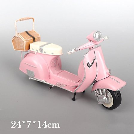 Vespa Scooter Model Vintage Simulering Motorbil Støbt Statisk Model Gave Til Børn Fans-FARVE:Pink