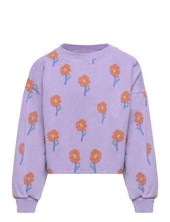 Flowers All Over Cropped Sweatshirt Sweatshirt Trøje Multi/mønstret Bobo Choses
