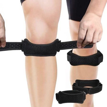 2-osainen urheilupolvituki, säädettävä polvilumpio ja nivelside