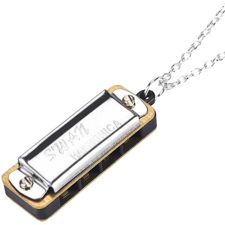 Bärbar mini munspel, C-nyckel halsband 4 hål 8 ton munspel lämplig för barn och nybörjare