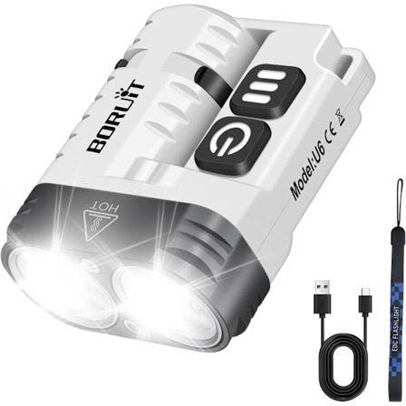 2025 Siste Modell U6 LED Liten Kraftig Flat EDC Lommelykt med Klips, Super Sterk USB A/C-C Oppladbar Mini Lomme Nøkkelring Lommelykt