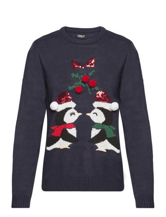 Onlxmas Kiss Ls Ck Knt Blue ONLY