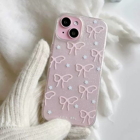 Kompatibel med iPhone 11 Skal Söt Spegel Rosett Kärlekshjärta Mönster - Rosa Rosett
