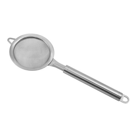 Te-si med fintmasket si i rustfrit stål med skridsikkert håndtag