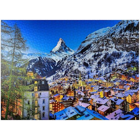 Zermatt og Matterhorn Schweiz - Premium 1000 Brikker Puslespil til Voksne Stil 538 (FMY)