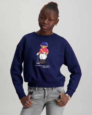 Polo Ralph Lauren Polo Bear Fleece Boxy Sweatshirt Blauw Truien Meisjes - Kids Brand Store
