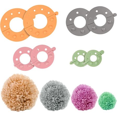 Muovista valmistettu pompom-kone (4 kpl) - 4 kokoa (3,5/5,5/7 ja 9 cm)